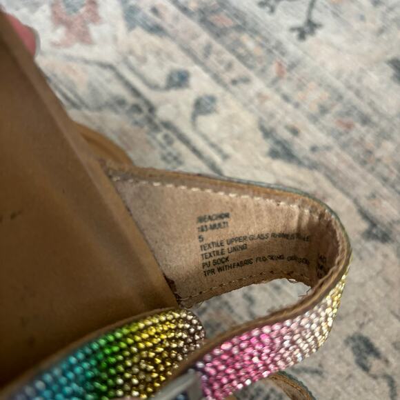 Steve Madden Rhinestone Slides – Rainbow Sparkle Flat Sandals – Women’s 5 - Picture 4 of 4